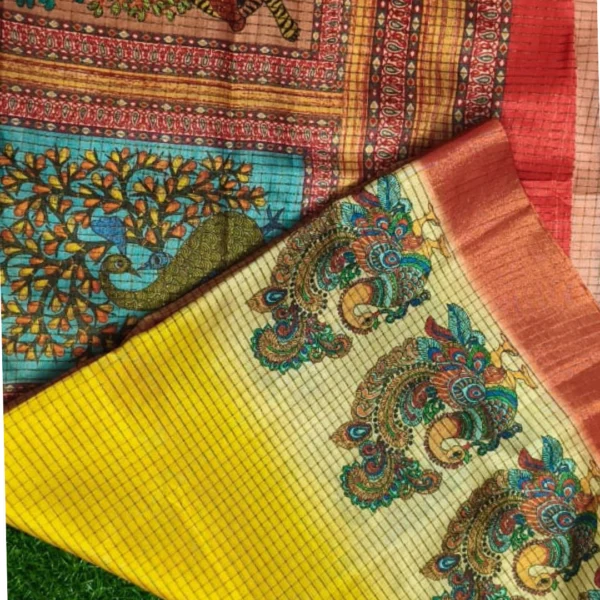 Silken Grace: Peacock Weaves in Dola Silk Saree