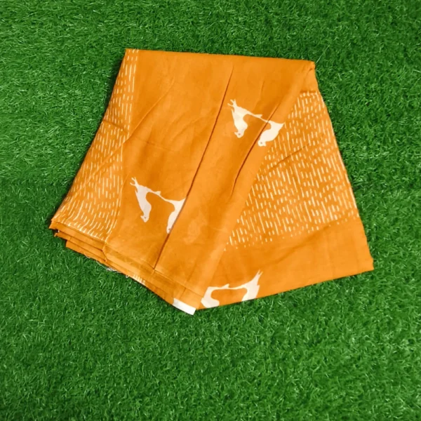 Avian Aura: Yellow Cotton Saree with Delicate Bird Patterns