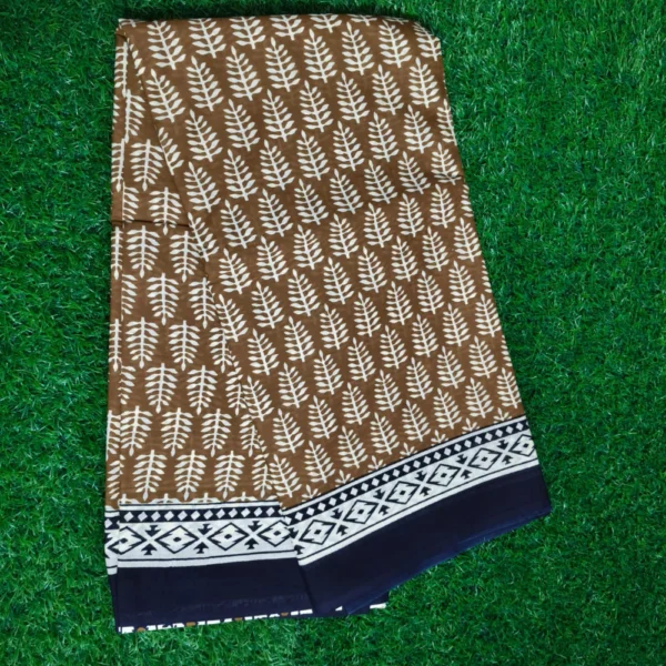 Rustic Glow: Soft Cotton Saree in Brown and Sandal Hues