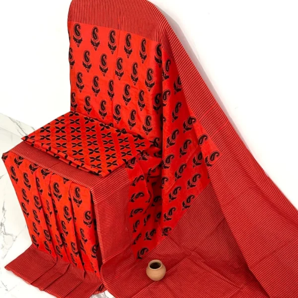 Wrapped in Sunrise: Pure & Soft Cotton Saree in Lively Orange