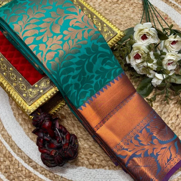 Bridal Silk Saree In  Teal Blue
