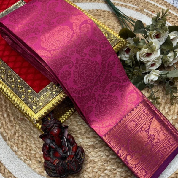Bridal  Silk Saree In Pink mix Magenta Shade
