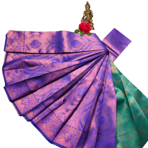 Golden Gleam: Tissue Soft Silk Elegance In Purple