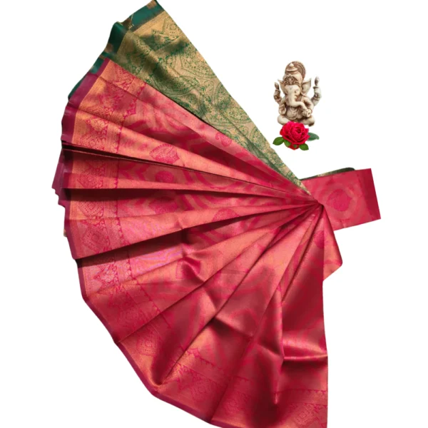 Golden Gleam: Tissue Soft Silk Elegance In Red