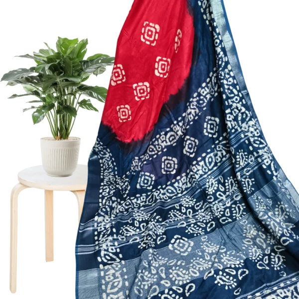 Premium Organic-Dyed Linen Cotton Sarees in Red with Black– Timeless Elegance in Natural Hues with silver zari Which Gives Rich Look