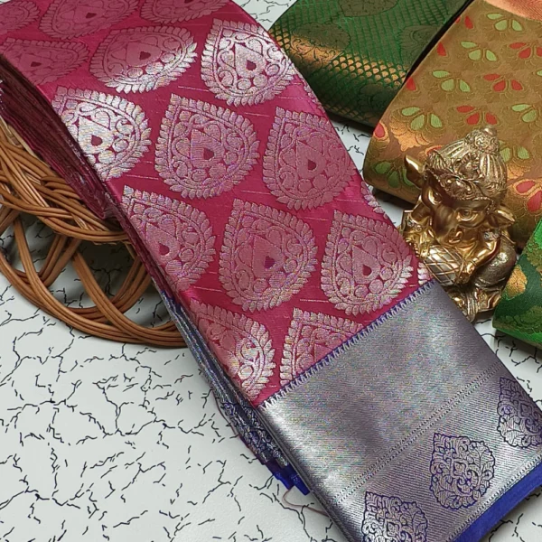 Elite Bridal Pink with Blue Silk Saree