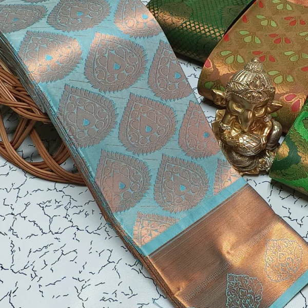 Elite Bridal Water Blue Colour Silk Saree