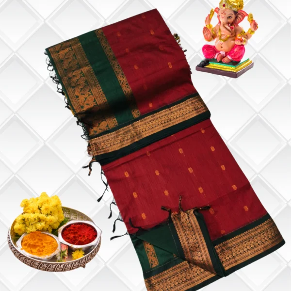 Singarika – Traditional Red & Green Kalyani Cotton Saree