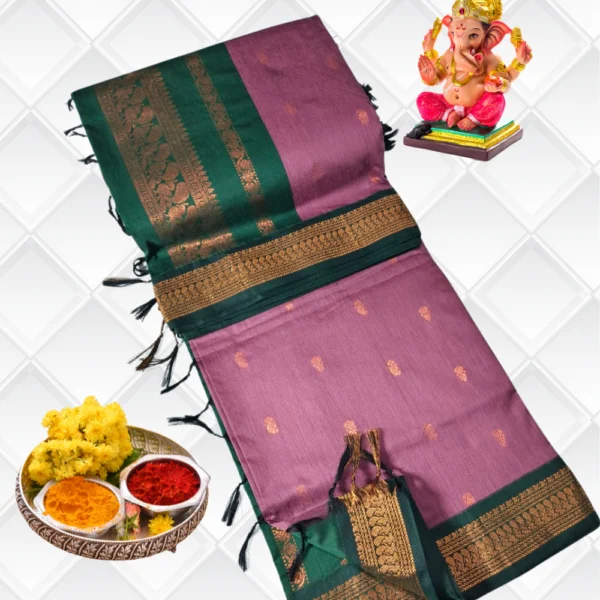 Blossom in Orchid Green – Soft Kalyani Cotton Drape