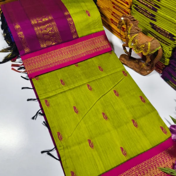 Subtle Beauty – Light Green Saree with Pink Accents