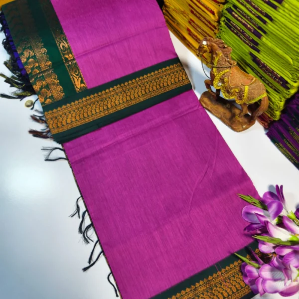 Temple Tones – Magenta with Green Kalyani Cotton Charm