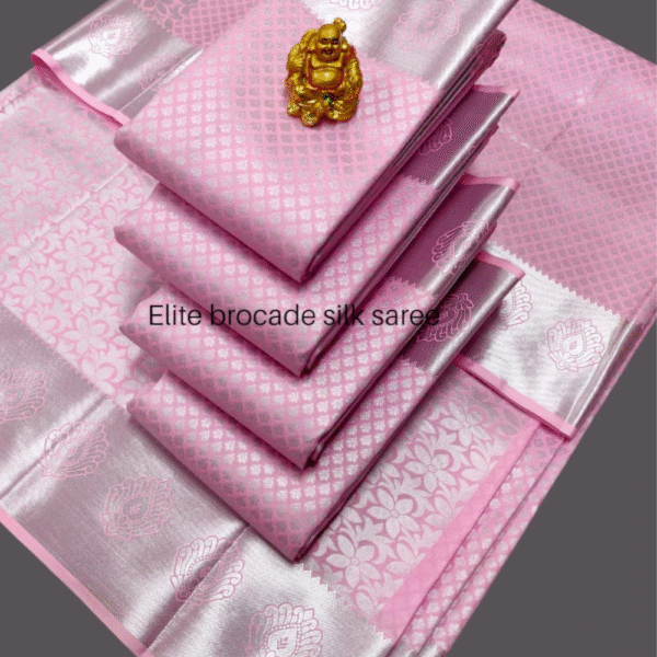 Elite Bridal Pink Colour Tissue Silk Saree