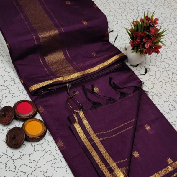 Royal Magenta Maheshwari Silk Cotton Saree – A Blend of Tradition and Charm