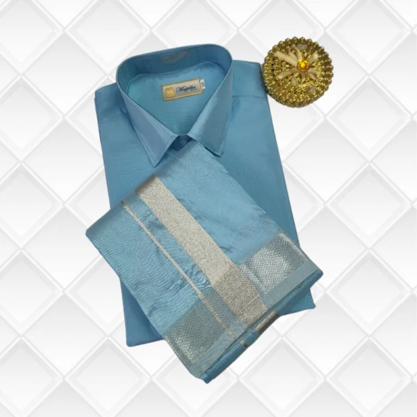 Sky Blue Grace for Special Occasions - Premium Ethnic Wear Dothi Set
