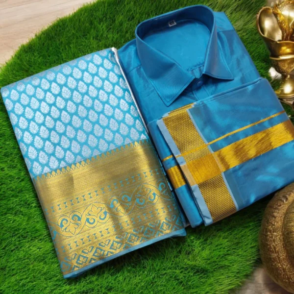 Royal Couple Combo in Sky Blue Colour Premium Ethnic Wear Sets