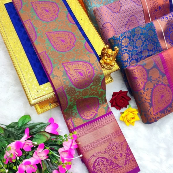 Stunning Triple Shade Silk Saree In Bridal Collections of Megenta
