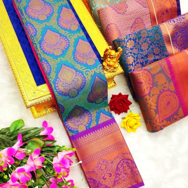 Stunning Triple Shade Silk Saree In Bridal Collections of Peacock Shade