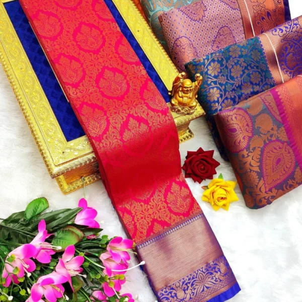 Stunning Triple Shade Silk Saree In Bridal Collections of Red