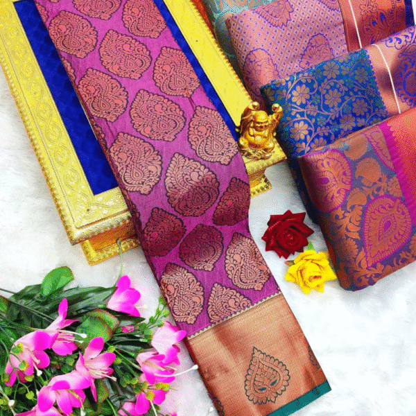 Stunning Triple Shade Silk Saree In Bridal Collections of Megenta