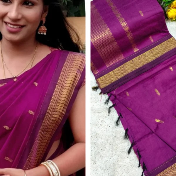 Magenta Colour Kalyani Cotton Saree