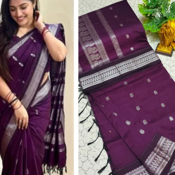 Deep Purple Colour Kalyani Cotton Saree