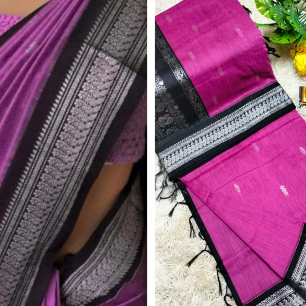 Magenta & Black Kalyani Cotton Saree