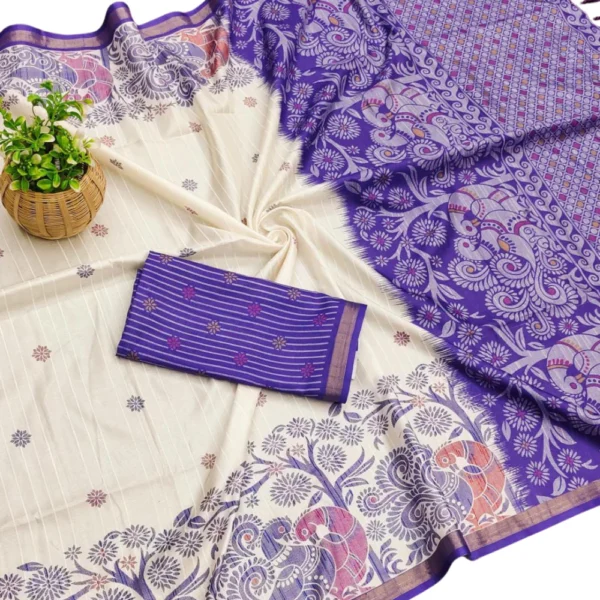 Silkwarm Soft Cotton Saree in Purple