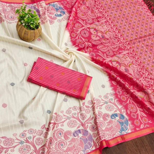 Silkwarm Soft Cotton Saree in Pink