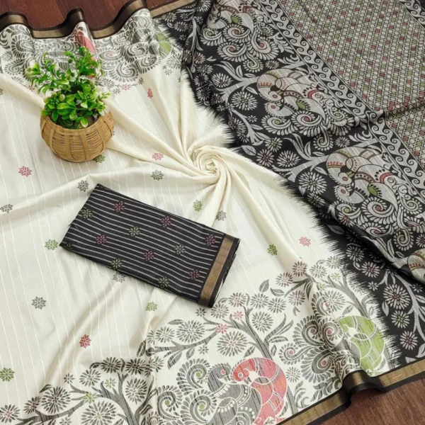 Silkwarm Soft Cotton Saree in Black
