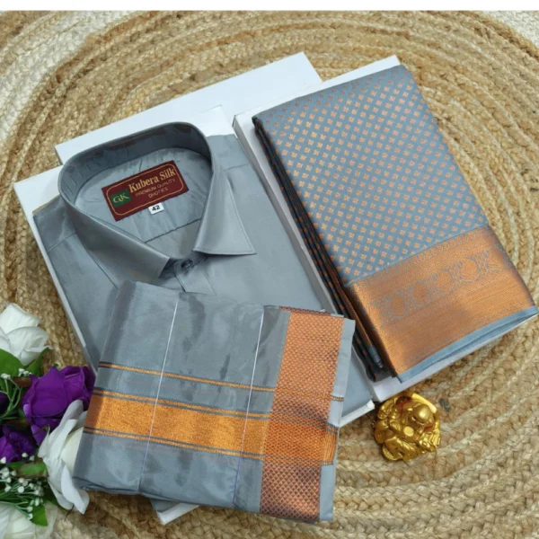 Gray - Premium Ethnic Wear Couple Combo Sets