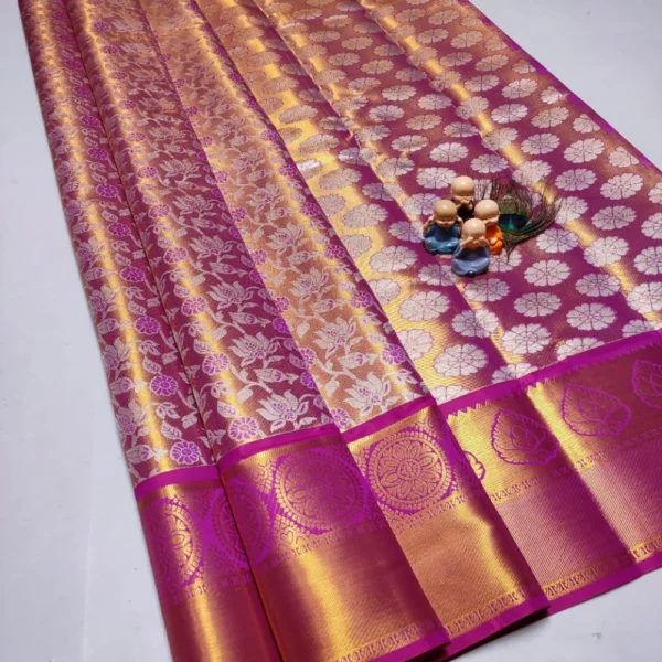 Exclusive Kanchipuram Grand Wedding Tissue Silk Saree in Pink