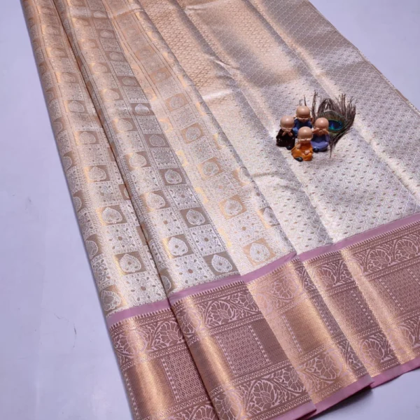 Exclusive Kanchipuram Grand Wedding Tissue Silk Saree in Half White