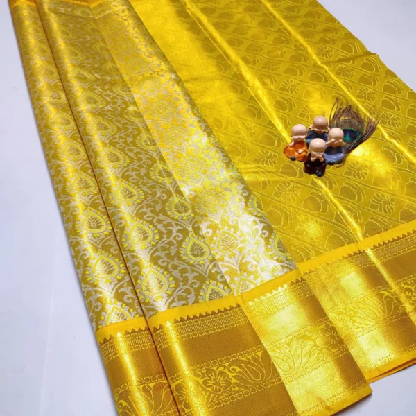 Exclusive Kanchipuram Grand Wedding Tissue Silk Saree in Golden Yellow