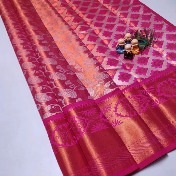 Exclusive Kanchipuram Grand Wedding Tissue Silk Saree in Pink