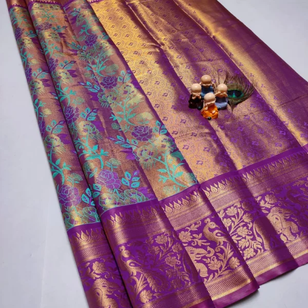 Exclusive Kanchipuram Grand Wedding Tissue Silk Saree in Megenta Colour