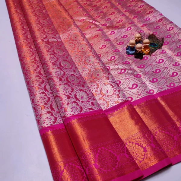 Exclusive Kanchipuram Grand Wedding Tissue Silk Saree in Pink