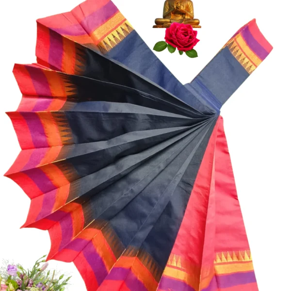 Heritage Touch: Silk Cotton in Style Of Black With Red Border