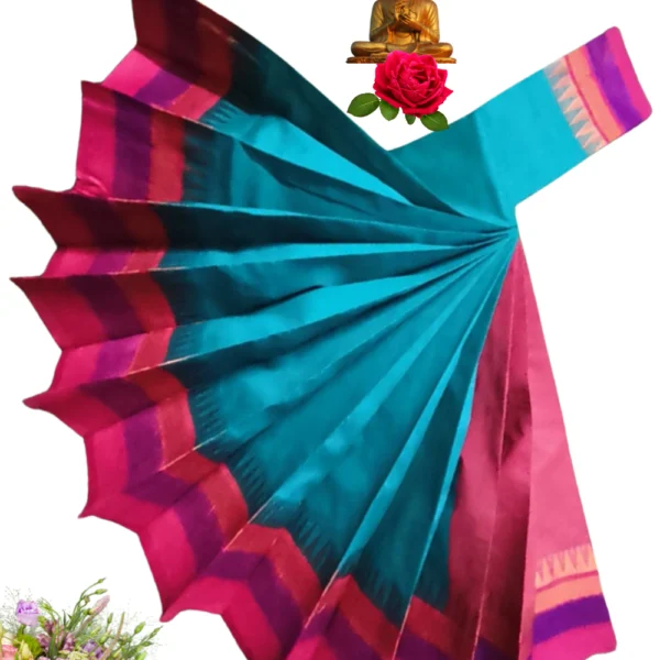 Heritage Touch: Silk Cotton in Style Of Green With Red Border