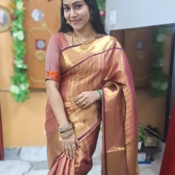 Party wear semi Kanchivaram  silk Sarees in Maroon
