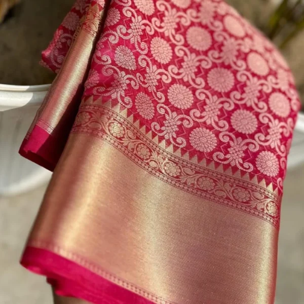 Party wear semi Kanchivaram silk Sarees In Pink