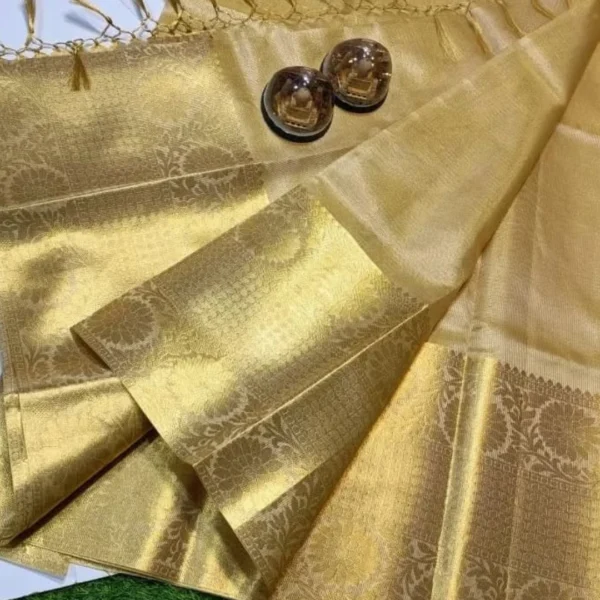 Banarasi Tissue Silk Sarees in Golden Sandle