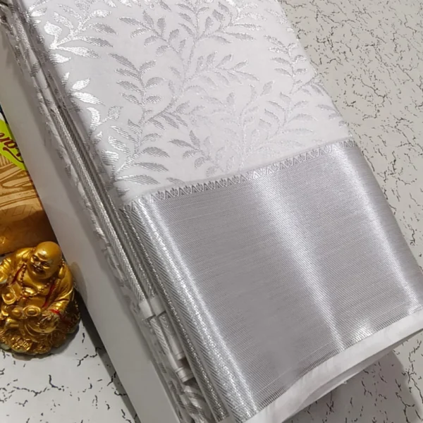 Elite White Colour Tissue Silk Saree