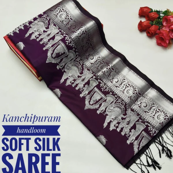 Semi Soft Silk Saree in Purple Colour