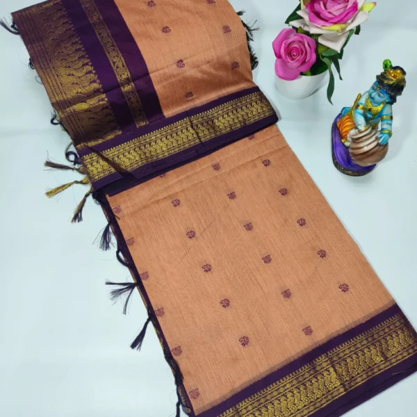 Peach & Purple Kalyani Cotton Saree