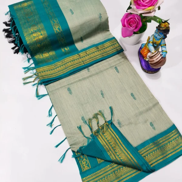 Gray & Sky Blue Kalyani Cotton Saree