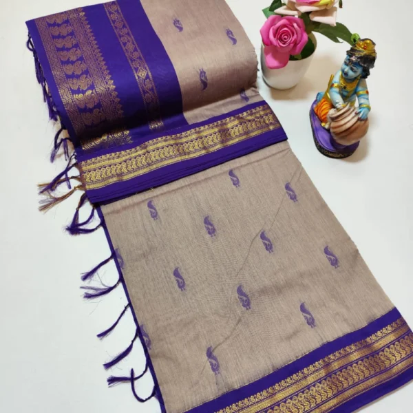Gray & Lavender Kalyani Cotton Saree
