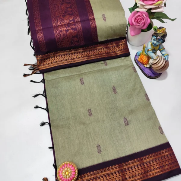 Gray & Purple Kalyani Cotton Saree