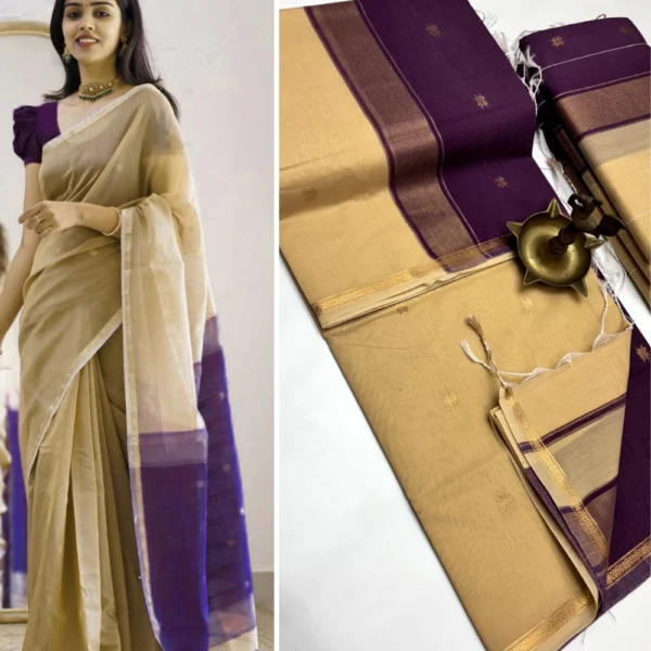 Sandle & Violet Maheshwari Silk Cotton Saree