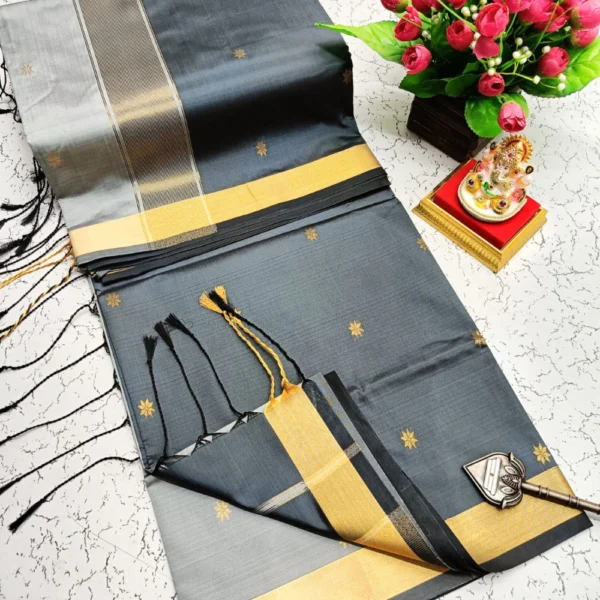 Maheswari Soft Silk Sarees Gray Colour