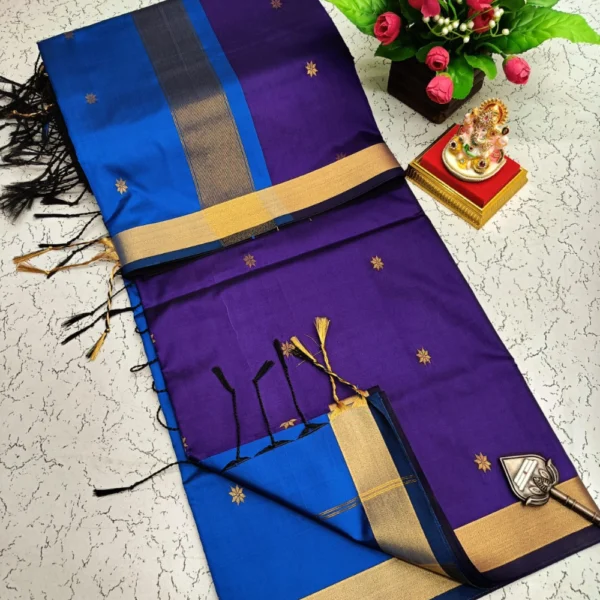 Maheswari Soft Silk Sarees Violet & Blue Colour